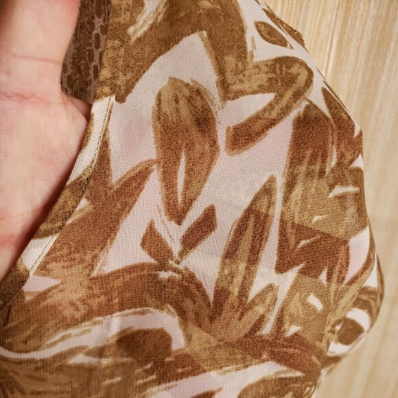 The Limited Womens Brown Neutral Floral Sheer And Crochet Top Medium - Picture 3 of 7
